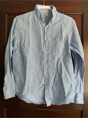 Reed Edward Blue White Gingham Cotton Button Down Shirt M